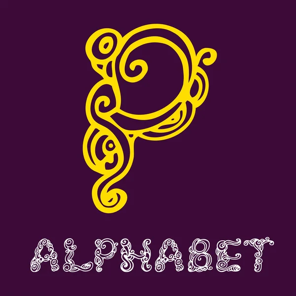 Sketch alphabet. Letter P — Stock Vector