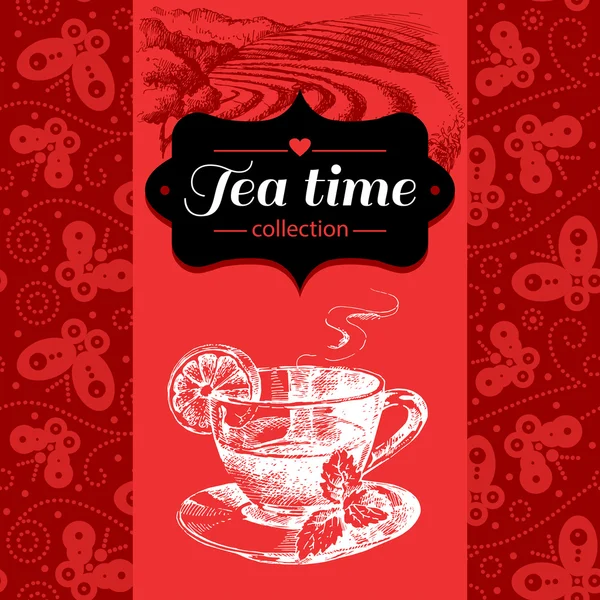 Tè sfondo vintage . — Vettoriale Stock