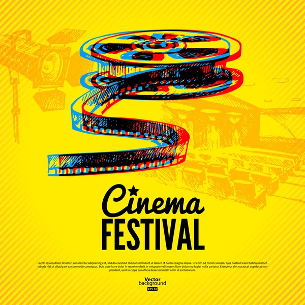 Ταινία αφίσα του Φεστιβάλ Κινηματογράφου. — Διανυσματικό Αρχείο