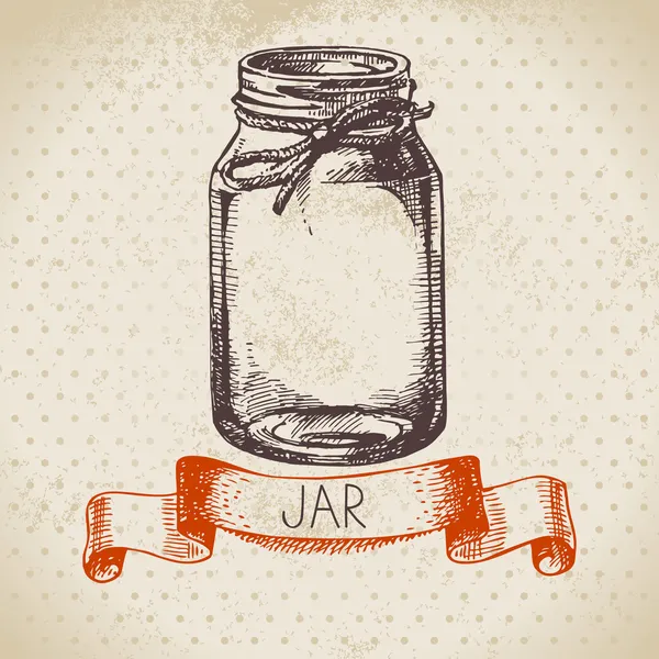 Rustic, mason and canning jar. — Stock Vector