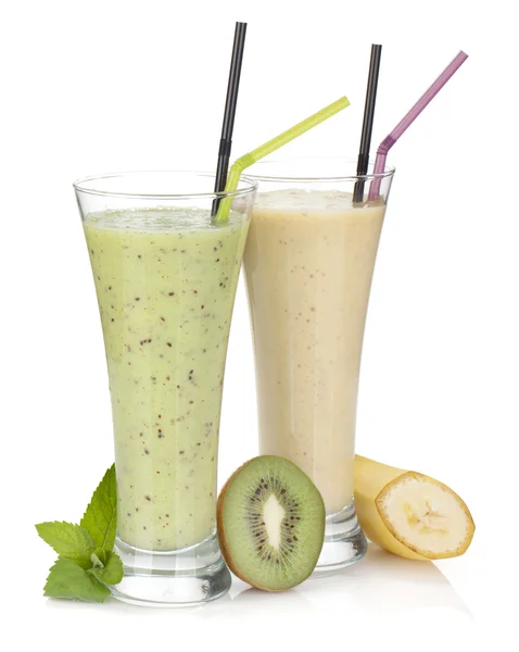 Kiwi e batido de leite de banana — Fotografia de Stock