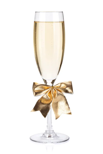 Champagne glass with bow decor — Stock Photo, Image