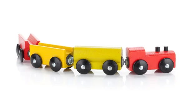Houten speelgoed gekleurde trein — Stockfoto