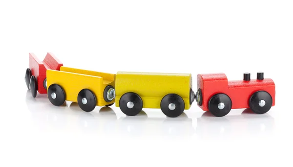 Wooden toy colored train — Stock Photo, Image