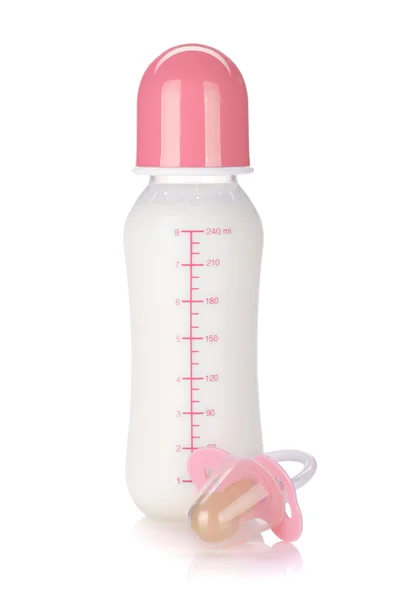 Babyflasche und Schnuller für Mädchen — Stockfoto