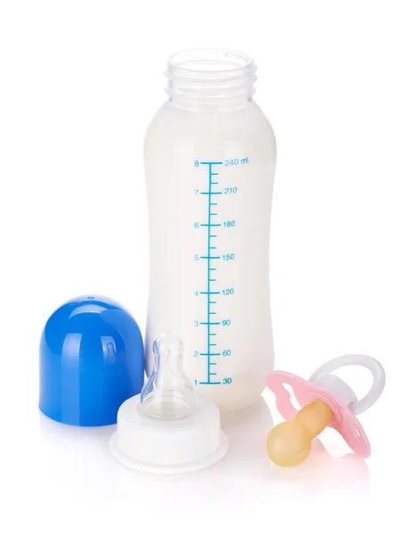 Baby bottle and pacifier — Stock Photo, Image