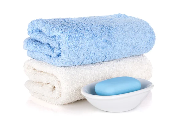 Soap and two towels — Stock Photo, Image