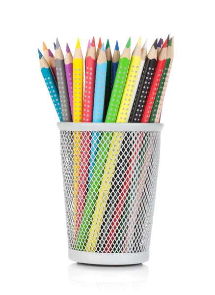 Various colour pencils in holder — Stock Photo, Image