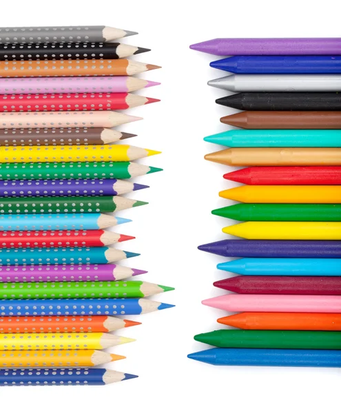 Various color pencils and markers — Stock Photo, Image