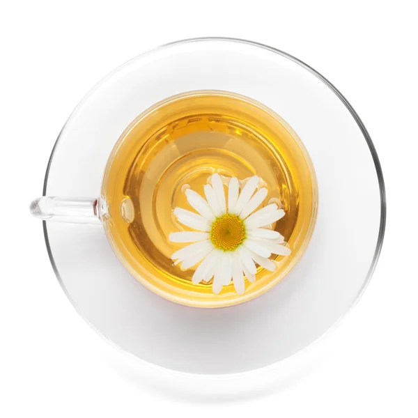 Kopje thee met kamille bloem — Stockfoto