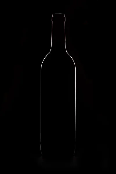 Esquema de la botella de vino en negro —  Fotos de Stock