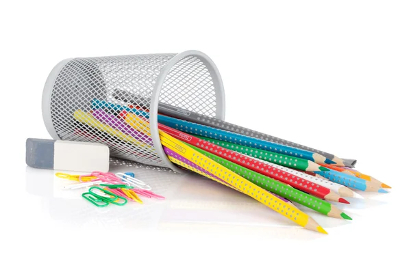 Various colorful pencils and office tools — Stock Photo, Image