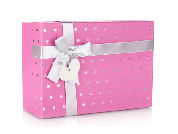 Caja de regalo rosa con cinta y lazo — Foto de Stock