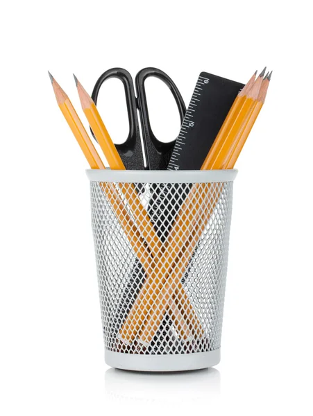 Pencils, ruler and scissors — Stock Photo, Image