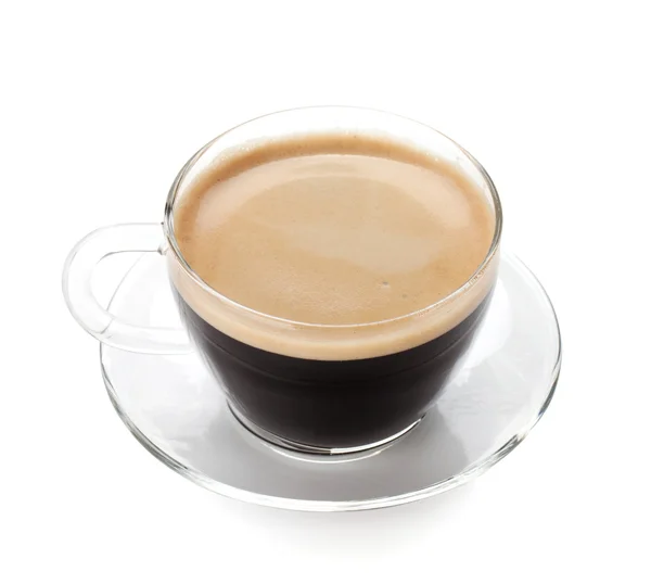 Café expreso en taza de vidrio — Foto de Stock