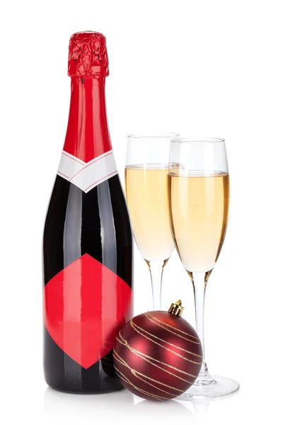 Champagne en Kerstmis bauble — Stockfoto