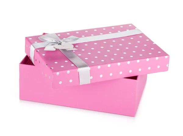 Pink gift box with ribbon and bow — Stock Photo, Image