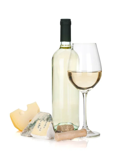 Vino blanco y queso —  Fotos de Stock