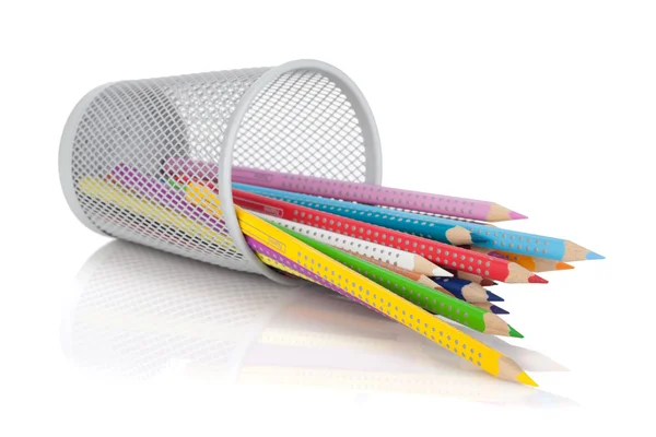 Various colour pencils in holder — Stock Photo, Image