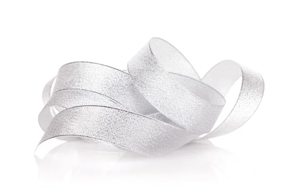 Silver sparkling christmas ribbon — Stock Photo, Image