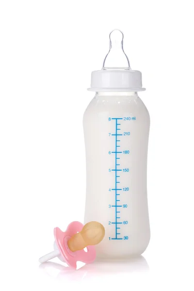 Дитяча пляшка і соску — стокове фото