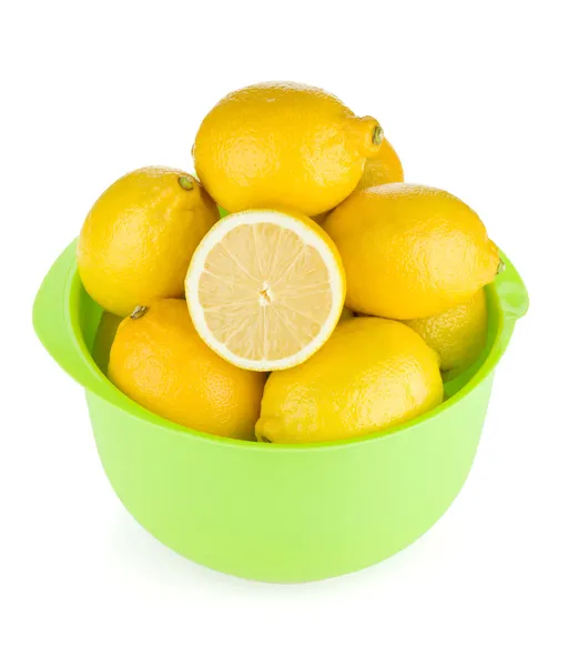 Fresh ripe lemons in a bowl — Stock Photo, Image