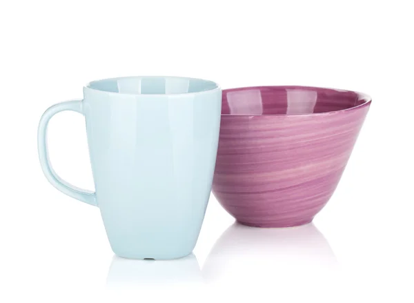 Colorful bowl and cup — Stock Photo, Image