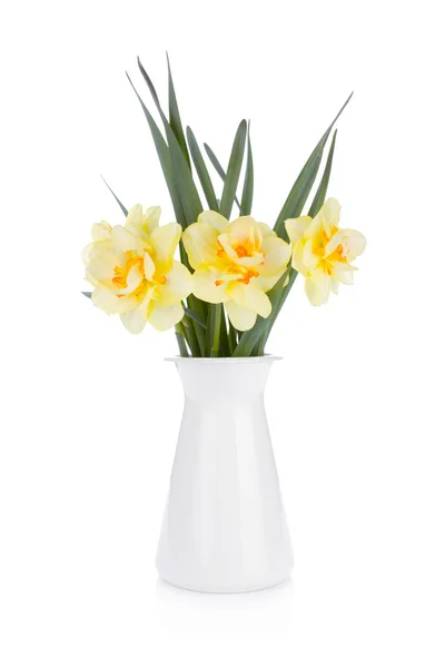 Bukett av gula påskliljor i blomkruka — Stockfoto