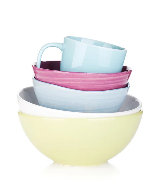 Colorful bowls and cup — Stock Photo, Image