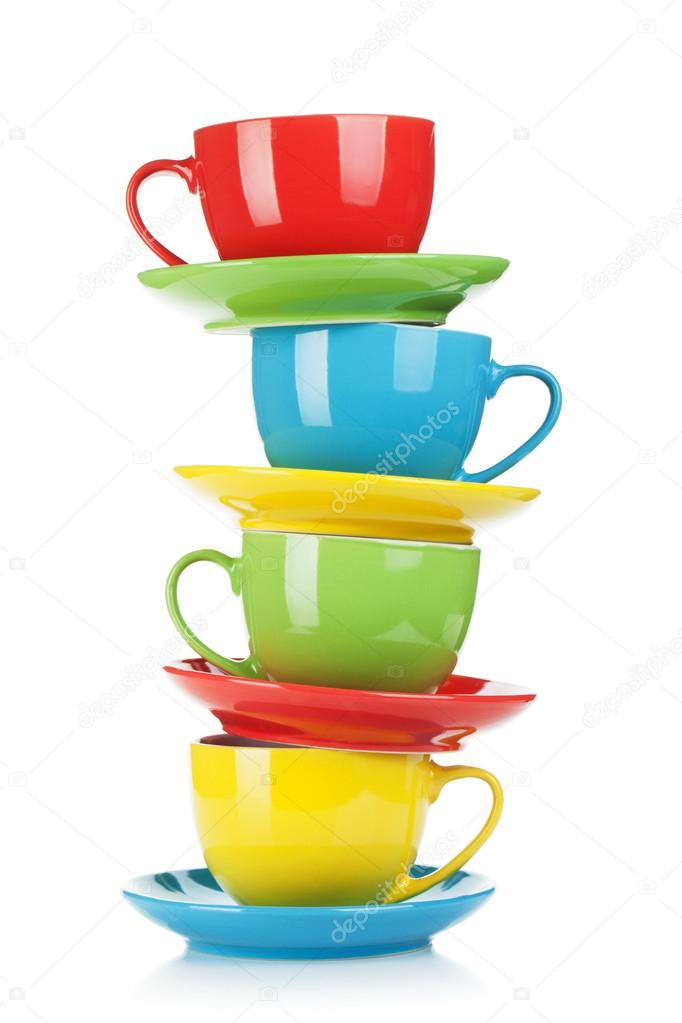 Set of colorful cups