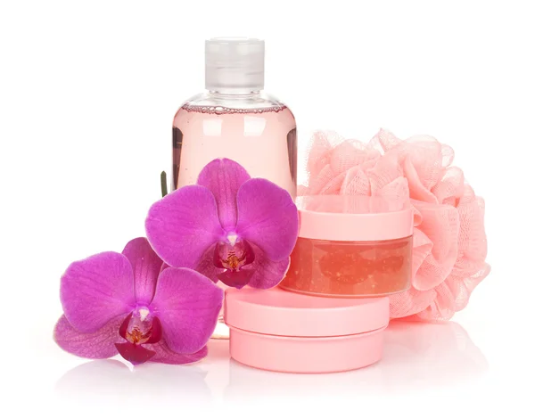 Cosmetica en orchideebloemen — Stockfoto
