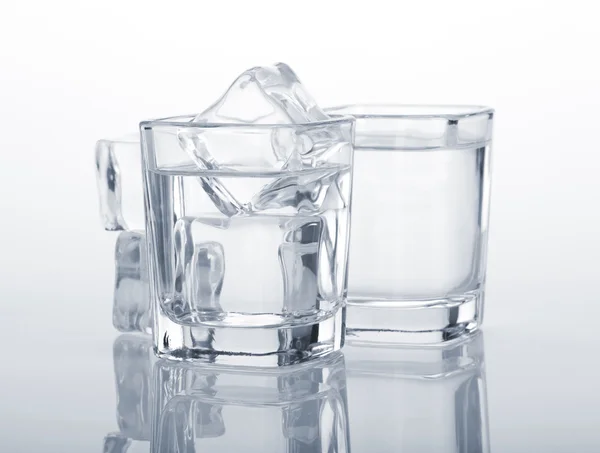 Vodka shots with ice cubes — Stock Photo, Image