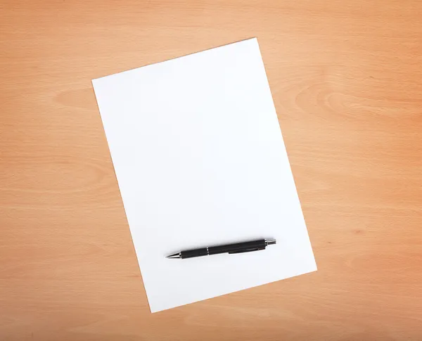 Blank paper with pen — Stock Photo, Image