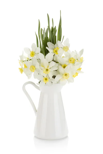 Bouquet de jonquilles blanches dans une cruche — Photo