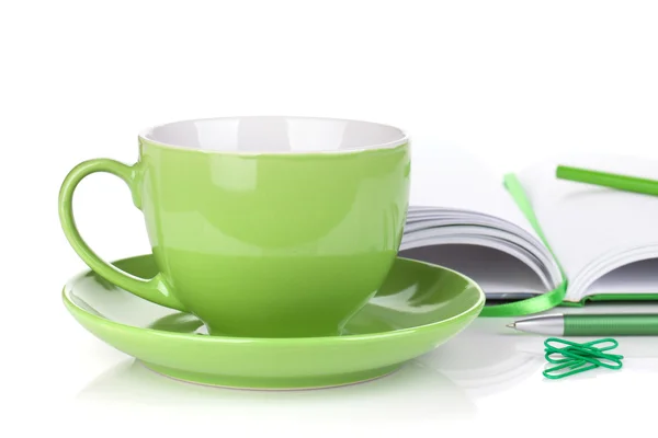 Tazza di caffè e forniture per ufficio — Foto Stock