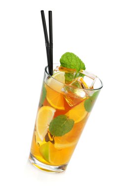 cam buz çay limon, limon ve nane