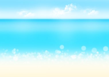 Deniz, kum ve mavi gökyüzü doğa arka plan