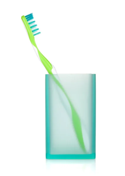 Зубна щітка в склянці — стокове фото
