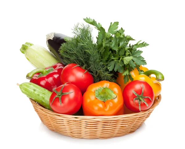 Fresh ripe vegetables in basket — Stock Photo, Image