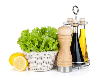 marul, biber Çalkalayıcı, zeytinyağı ve sirke limon meyve sepeti.