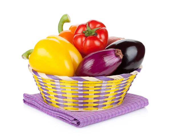 Fresh ripe vegetables in basket — Stock Photo, Image