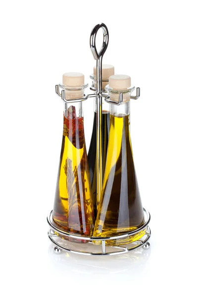 Conjunto de botellas de aceite de oliva y vinagre — Foto de Stock