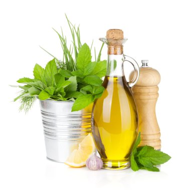 taze otlar, baharatlar, zeytinyağı ve biber Çalkalayıcı