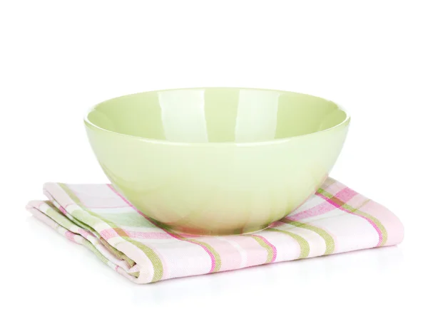 Salad bowl over kitchen towel — Stock Photo, Image