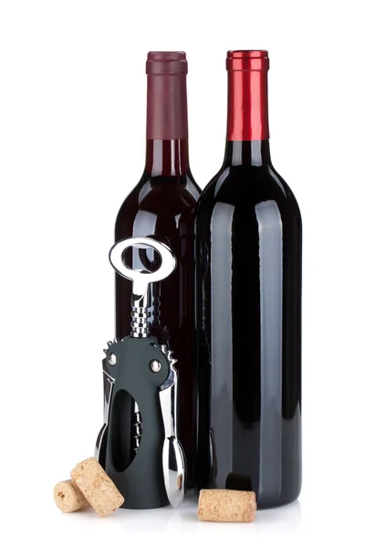 Két piros borosüvegek — Stock Fotó