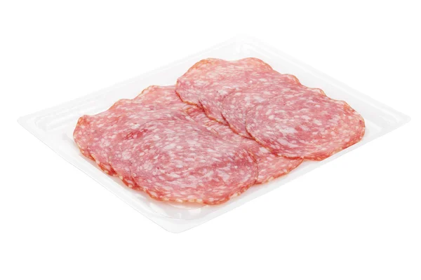 Sliced salami packaging — Stock Photo, Image
