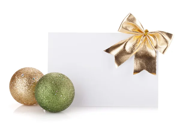 Boş hediye kartı ve Noel dekorasyonu — Stok fotoğraf