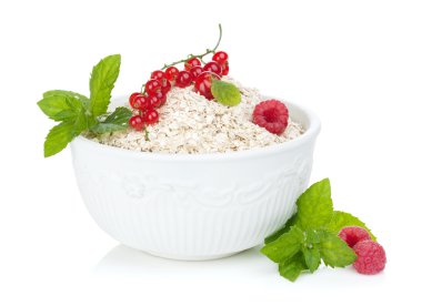 Fresh oat flakes with berries clipart