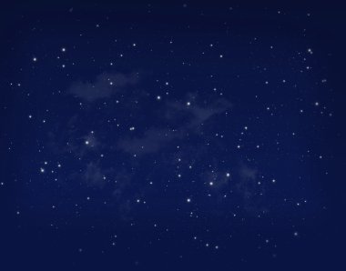 bir gece mavi gökyüzünde yıldızlar