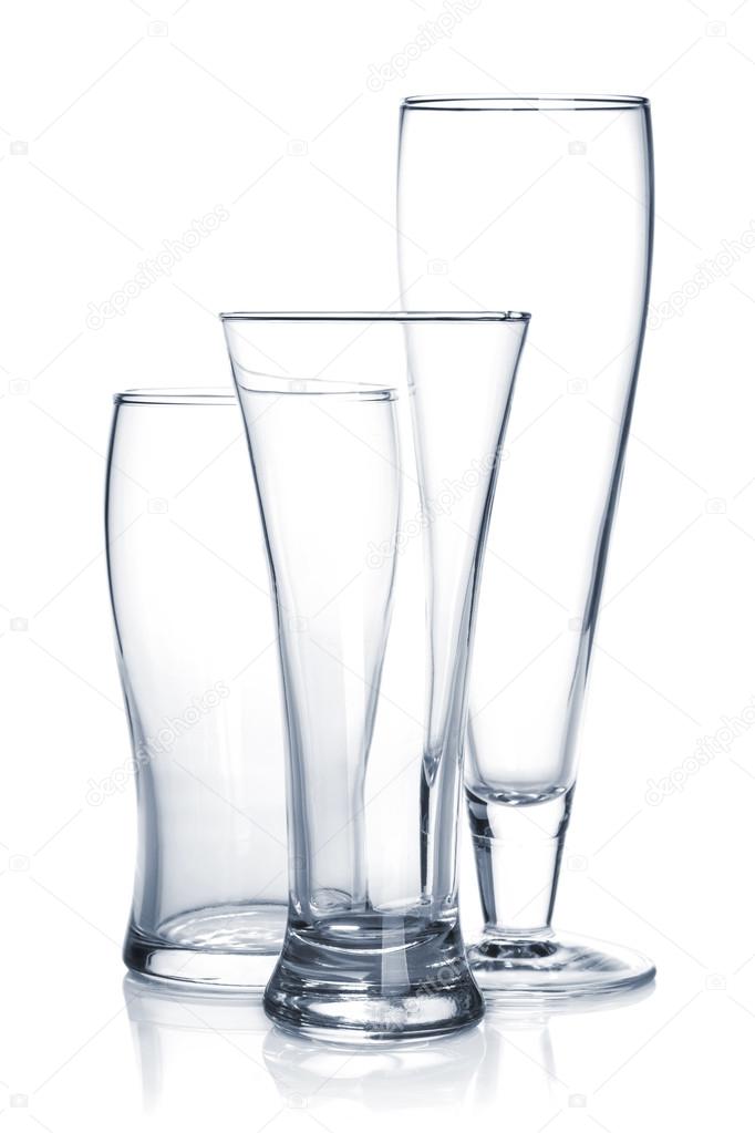 Empty beer glass set